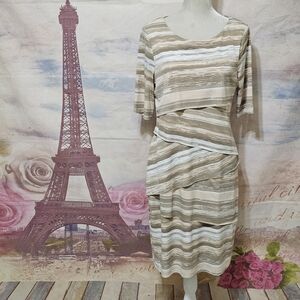 Connected Striped Beige and White Dress